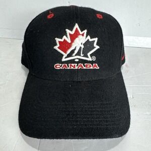 Vtg Nike Hockey Team Canada Baseball Hat Embroidered Logo – 100%‎ Wool One Size